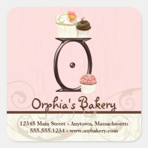 Letter O Monogram Cupcake Logo-Aufkleber Quadratischer Aufkleber