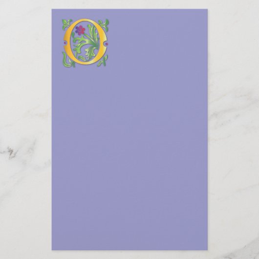 Letter O Monogram-Lilie Briefpapier (Vorderseite)