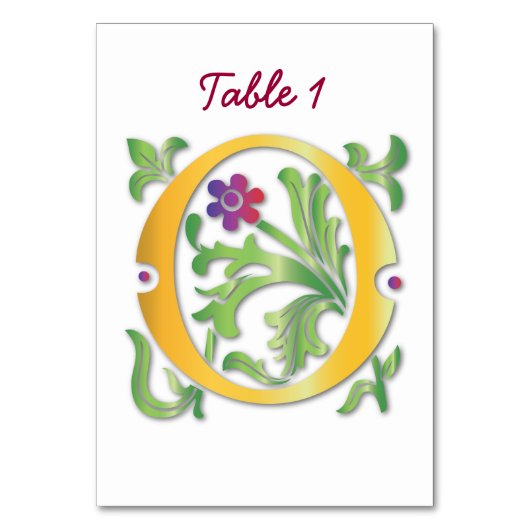 Letter O Monogram-Lilie Tischnummer (Vorderseite)