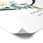 Letter O Monogram Watercolor Peach Florals Kinderz Poster (Ecke)