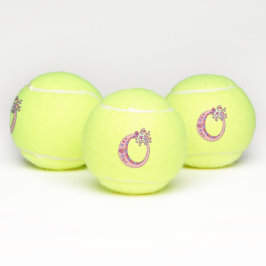 Letter O-Monogramm-Girls personalisierte Doodart Tennisbälle