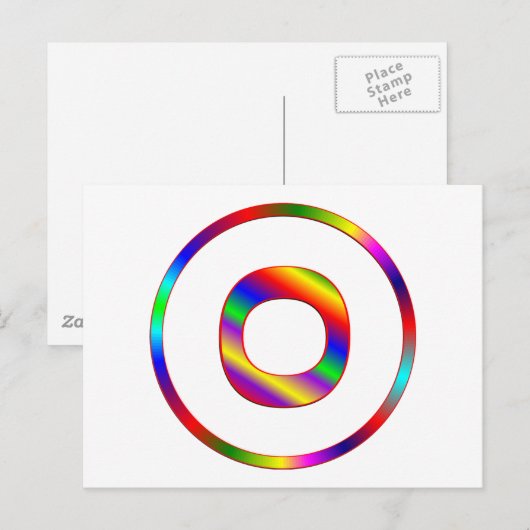 Letter O Rainbow Postkarte (Vorne/Hinten)