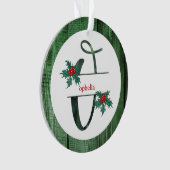 *~* Letter O Rustikales Weihnachtsfest FOTO Holz A Ornament (Vorderseite)