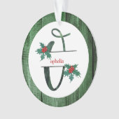*~* Letter O Rustikales Weihnachtsfest FOTO Holz A Ornament (Vorderseite)