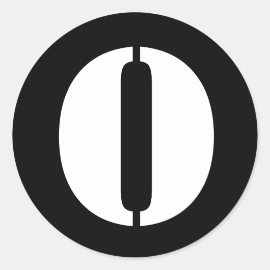 Letter O Stencil Alphabet von Janz Black Runder Aufkleber (Vorderseite)