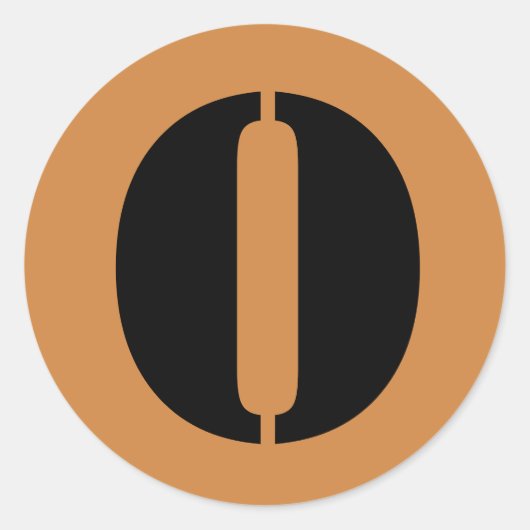 Letter O Stencil Alphabet von Janz Peru Gold Runder Aufkleber (Vorderseite)