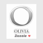 Letter O Two-Tone Silver Gray und Name Aufkleber (Blatt)