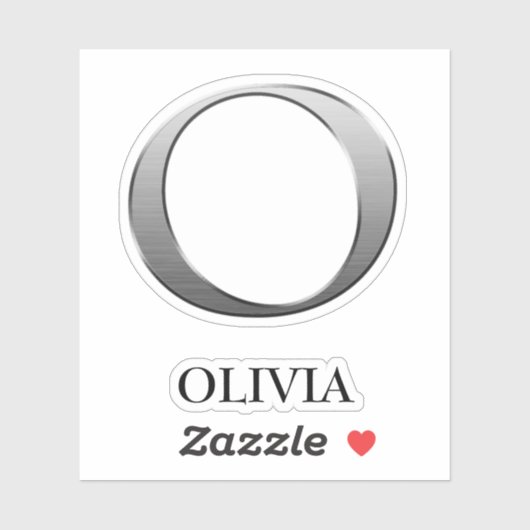 Letter O Two-Tone Silver Gray und Name Aufkleber (Blatt)