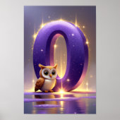 Letter O with Owl Poster Glitter Purple Alphabet (Vorne)