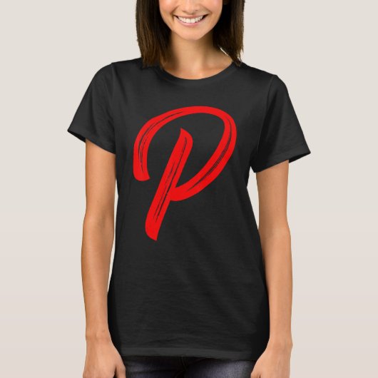 Letter P Alphabet Large Red Graphal Initial T-Shirt (Vorderseite)
