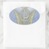 Letter P Angel Monogram Ovaler Aufkleber (Tasche)