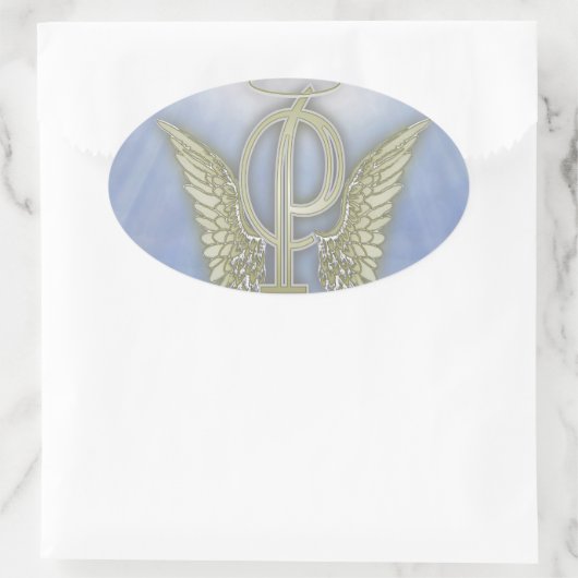 Letter P Angel Monogram Ovaler Aufkleber (Tasche)