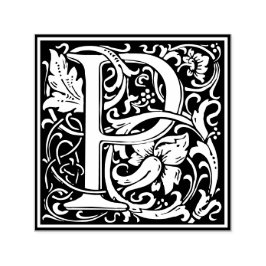 Letter P art nouveau schwarz-weiß Tile Permastempel