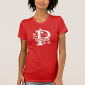 Letter P Christmas Monogram, Anfangsname Rot T-Shirt (Vorderseite)