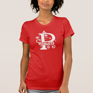 Letter P Christmas Monogram, Anfangsname Rot T-Shirt