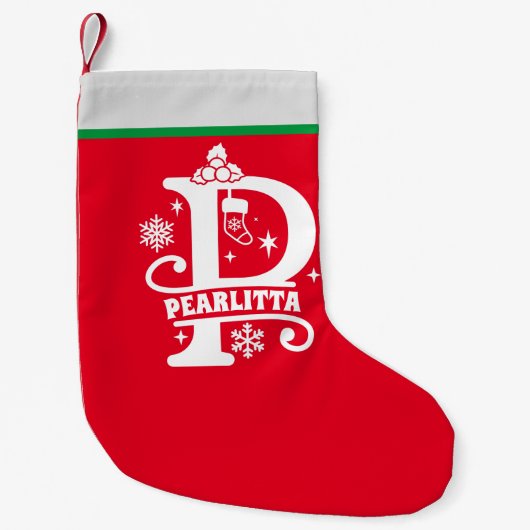 Letter P Christmas Monogramm Anfangsname Red White Kleiner Weihnachtsstrumpf (Vorderseite)