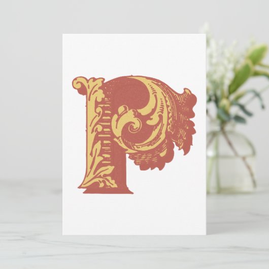 Letter "P" Elegant bestickt Einladung (Stehend Vorderseite)