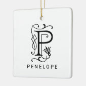 Letter P Elegant Monogram Christmas Ornament (Links)
