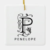 Letter P Elegant Monogram Christmas Ornament (Vorderseite)