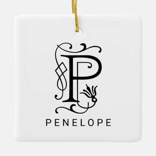 Letter P Elegant Monogram Christmas Ornament (Vorderseite)