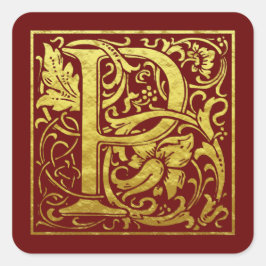 Letter P Erste Imitat Gold Quadratischer Aufkleber