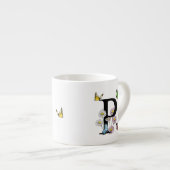 Letter P Floral Butterfly Monogramm Espressotasse (Vorderseite Rechts)