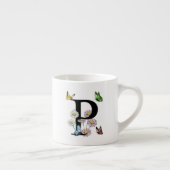 Letter P Floral Butterfly Monogramm Espressotasse (Rechts)