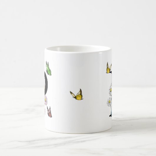Letter P Floral Butterfly Monogramm Kaffeetasse (Mittel)