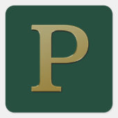 Letter P Gold Square Sticker (Vorderseite)