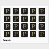 Letter P Gold Square Sticker (Blatt)