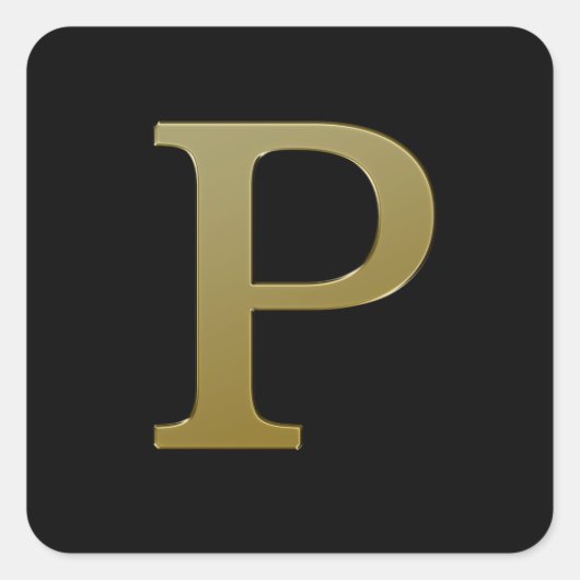 Letter P Gold Square Sticker (Vorderseite)