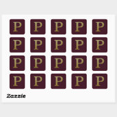 Letter P Gold Square Sticker (Blatt)