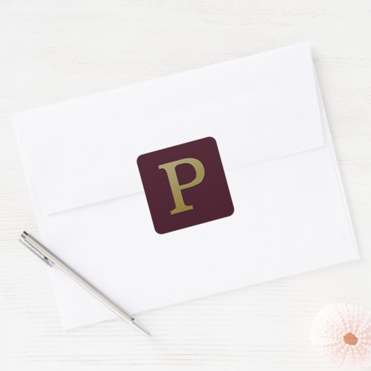 Letter P Gold Square Sticker (Umschlag)