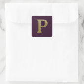 Letter P Gold Square Sticker (Tasche)