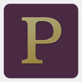 Letter P Gold Square Sticker
