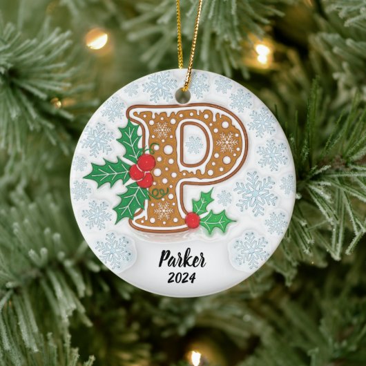 Letter P Individuelle Name Monogram Christmas Keramik Ornament (Baum)