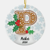 Letter P Individuelle Name Monogram Christmas Keramik Ornament (Vorne)