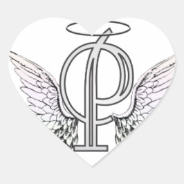Letter P Initial Monogram mit Angel Wings & Halo Herz-Aufkleber