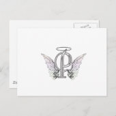Letter P Initial Monogram mit Angel Wings & Halo Postkarte (Vorne/Hinten)