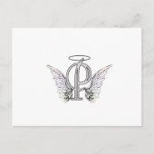 Letter P Initial Monogram mit Angel Wings & Halo Postkarte (Vorderseite)