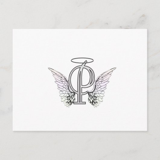 Letter P Initial Monogram mit Angel Wings & Halo Postkarte (Vorderseite)