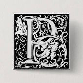 Letter P Medieval Monogramm Vintag Button (Vorderseite)