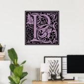 Letter P Medieval Monogramm Vintag Poster (Heimbüro)