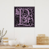 Letter P Medieval Monogramm Vintag Poster (Küche)