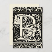 Letter P Mittelalterliche Monogram Art Nouveau Einladung (Vorne/Hinten)