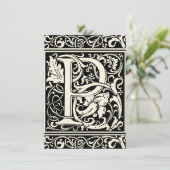Letter P Mittelalterliche Monogram Art Nouveau Einladung (Stehend Vorderseite)