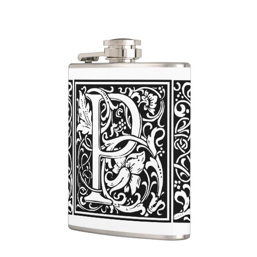 Letter P Mittelalterliche Monogram Art Nouveau Flachmann (Links)