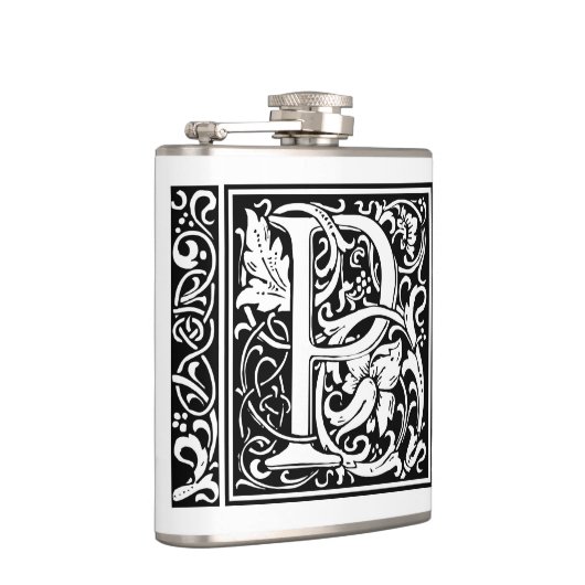 Letter P Mittelalterliche Monogram Art Nouveau Flachmann (Rechts)