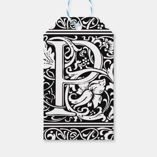 Letter P Mittelalterliche Monogram Art Nouveau Geschenkanhänger (Vorderseite)