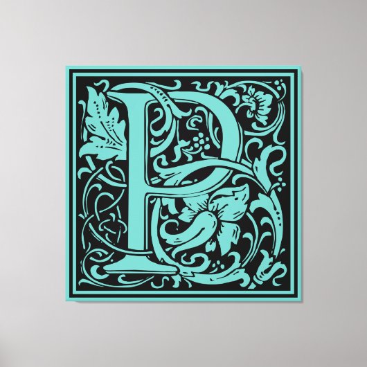 Letter P Mittelalterliche Monogram Art Nouveau Leinwanddruck (Vorderseite)
